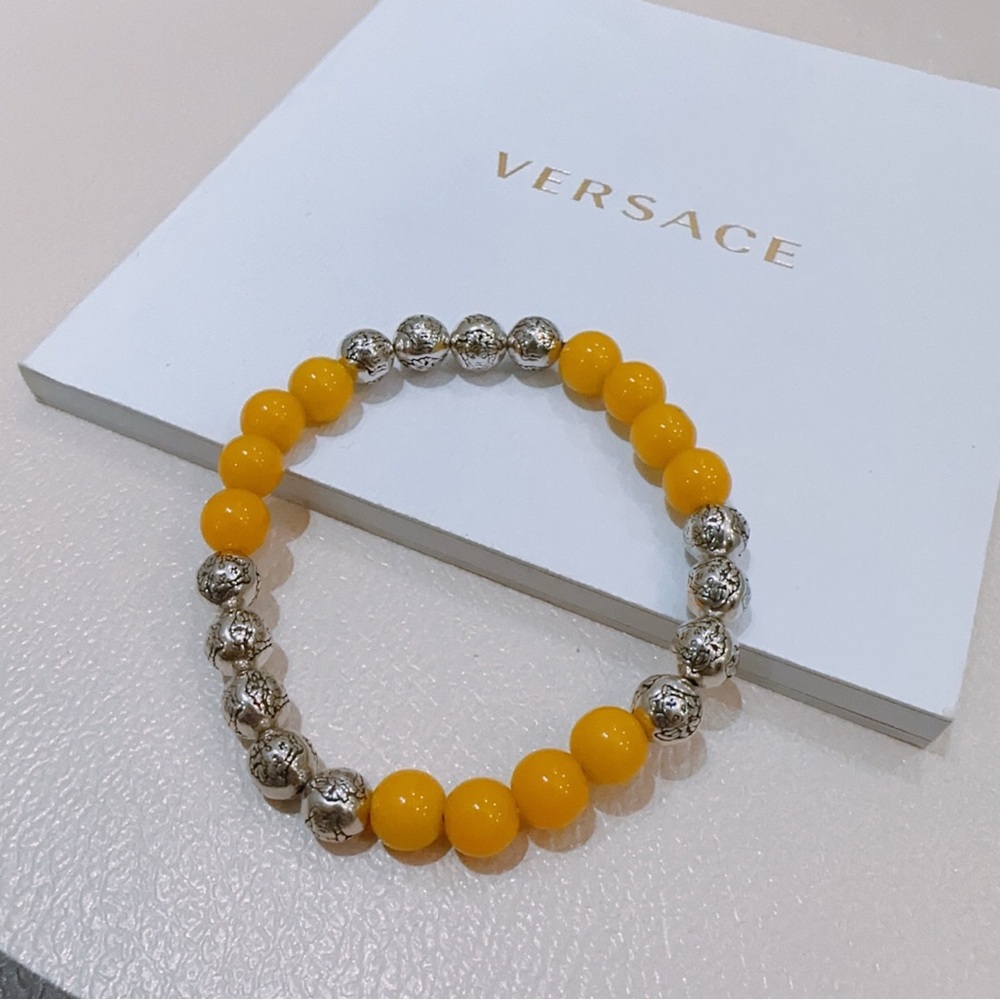 Versace Yellow and Silver Beaded Bracelet